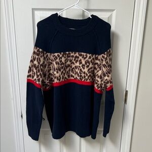 Aerie Leopard Print Colorblock Sweater